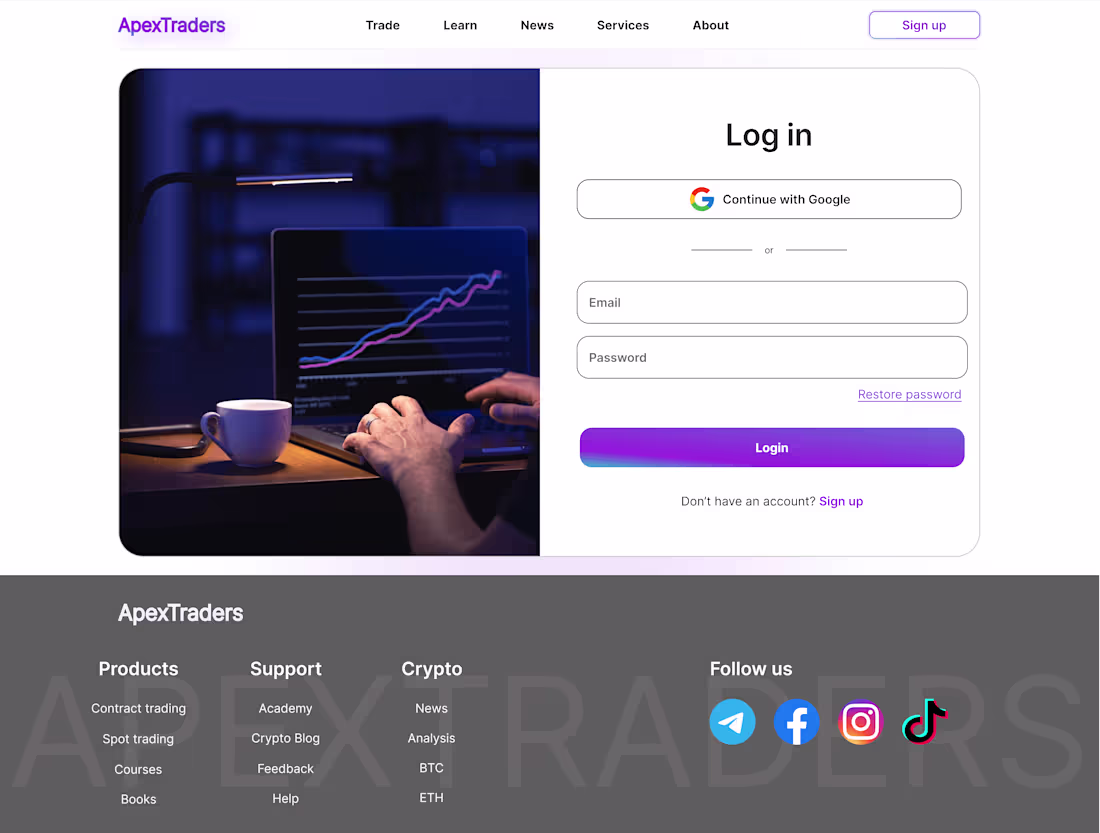 Cover image for ApexTraders-  all-in-one crypto trading website( log in-Sign up)