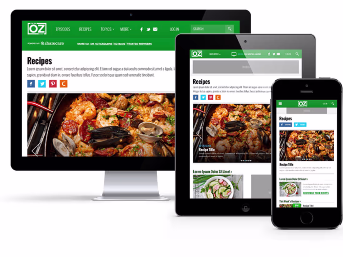 Cover image for Dr. Oz Recipes Web Design