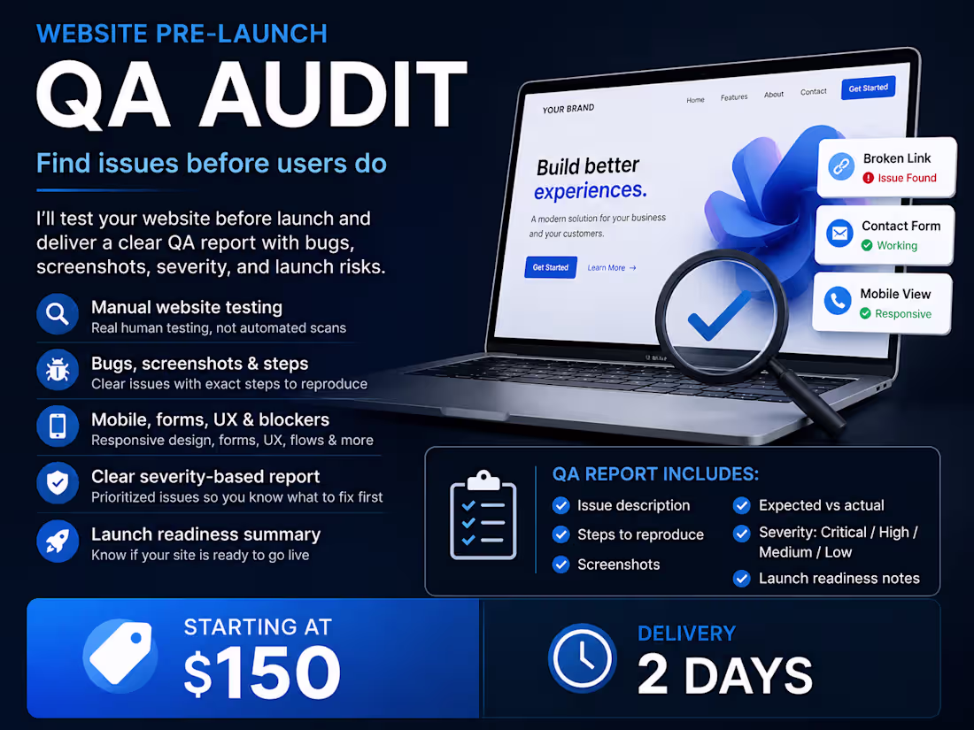 Cover image for Website Pre-Launch QA Audit