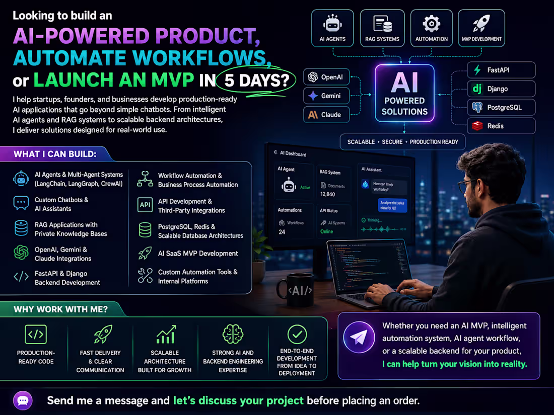 Cover image for I Will Build Your AI SaaS MVP in 5 Days Using OpenAI, LangChain 