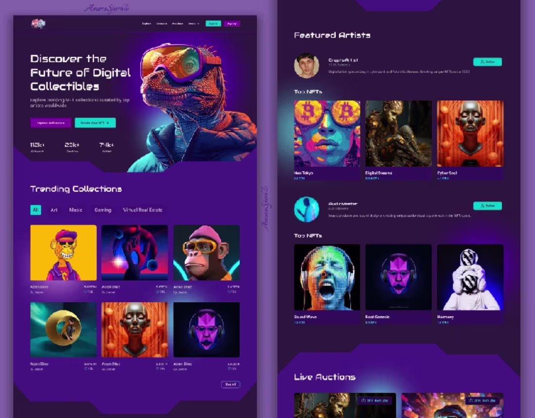 Cover image for NFTopia Landing Page Design