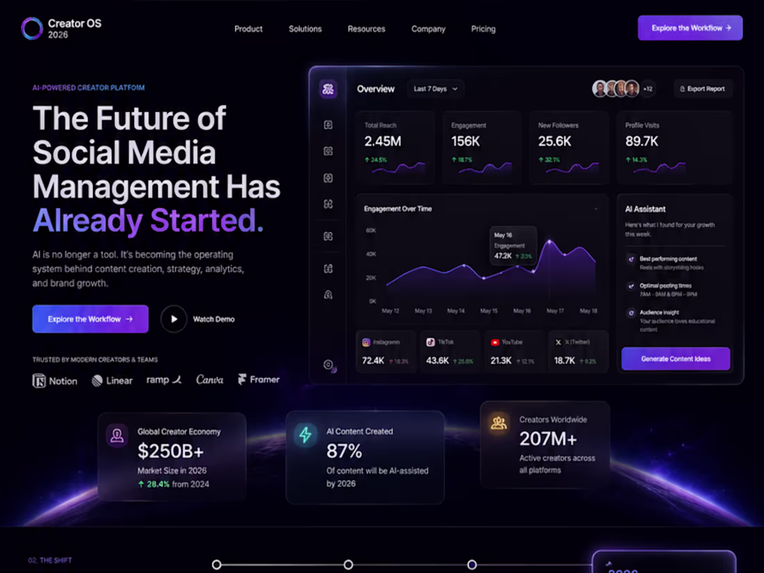 Cover image for The Creator OS 2026 Futuristic Landing Page