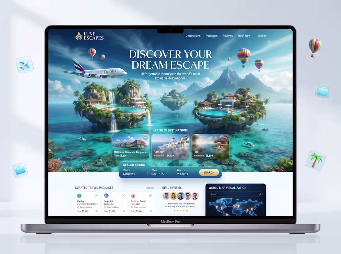 Cover image for Luxe Escapes - Luxury Travel & Tourism Platform Landing Page...