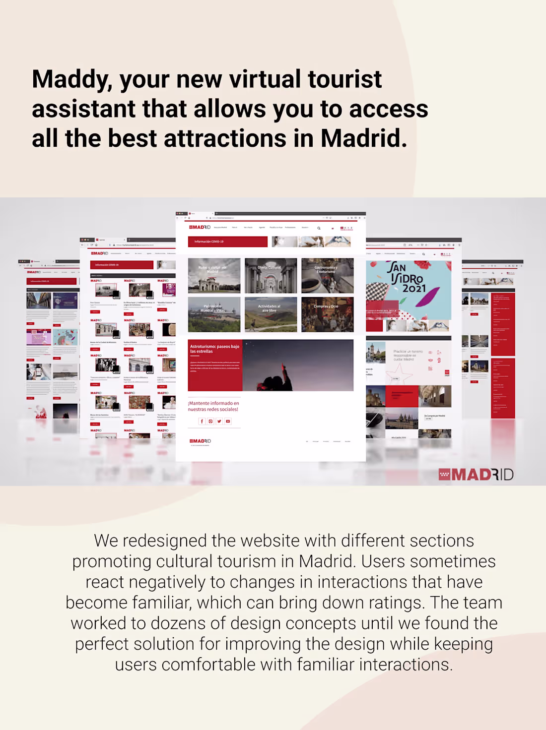 Cover image for Maddy, your Virtual Tourist Assistant in Madrid. on Behance