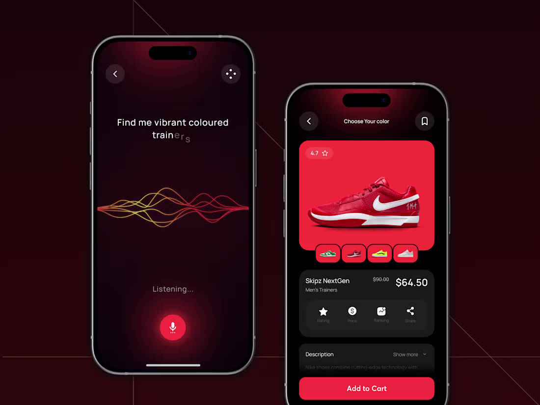 Cover image for Voice-Powered Sneaker Shopping UI 🔴🎙️