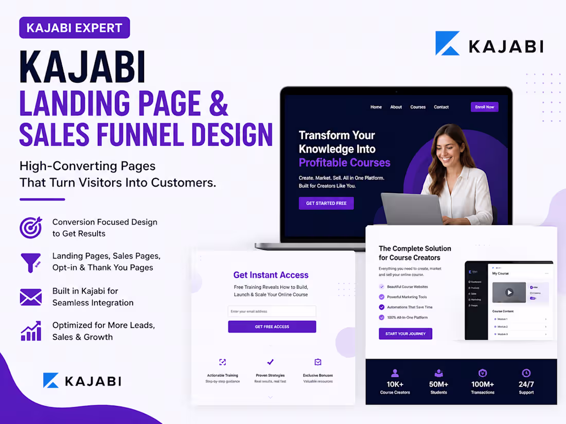 Cover image for Kajabi Landing Page And Sales Funnel Design