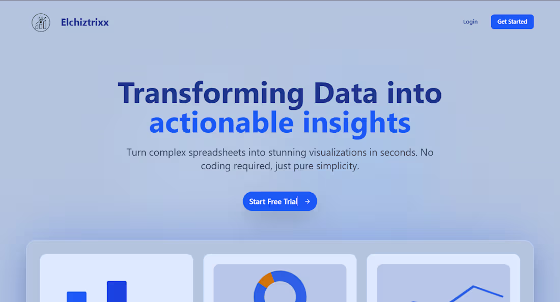 Cover image for Elchiztrixx

Upload CSV files.
Generate charts.
Visualize data