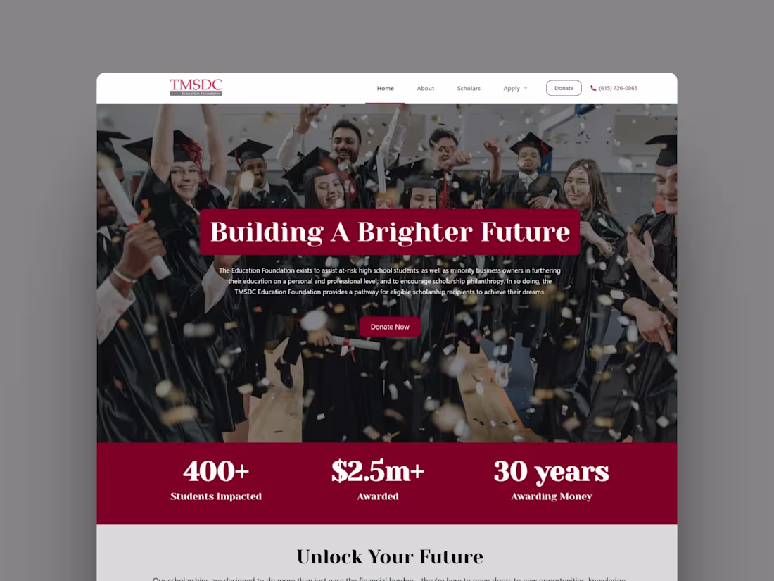Cover image for TMSDC Education Foundation Website Design