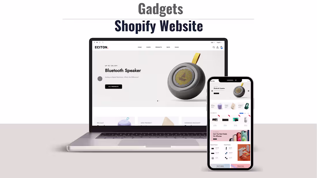 Cover image for Shopify Website Design for Gadget Shopify Store Setup