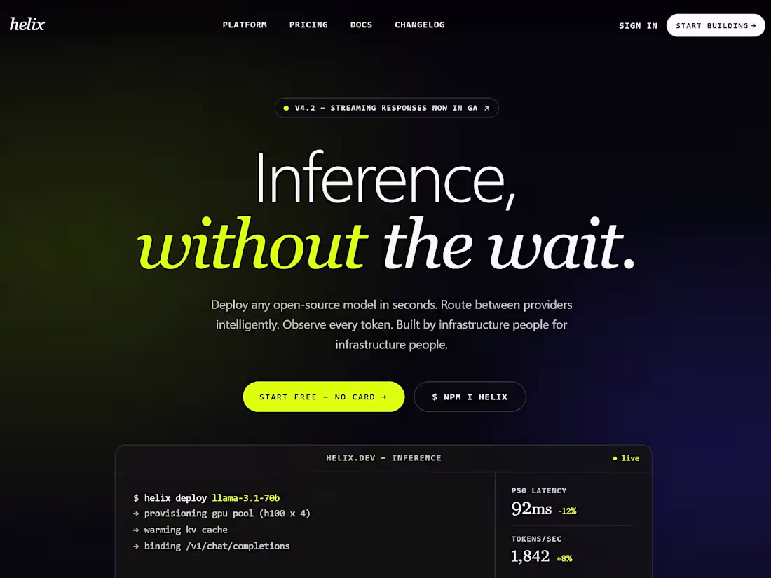 Cover image for Helix AI Inference Platform Landing Page