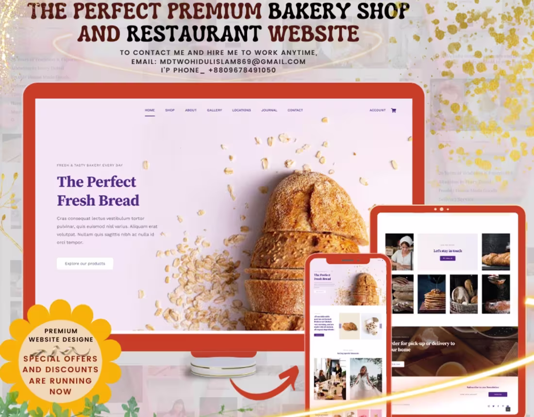 Cover image for The perfect Premium Bakery Shop and Restaurant website