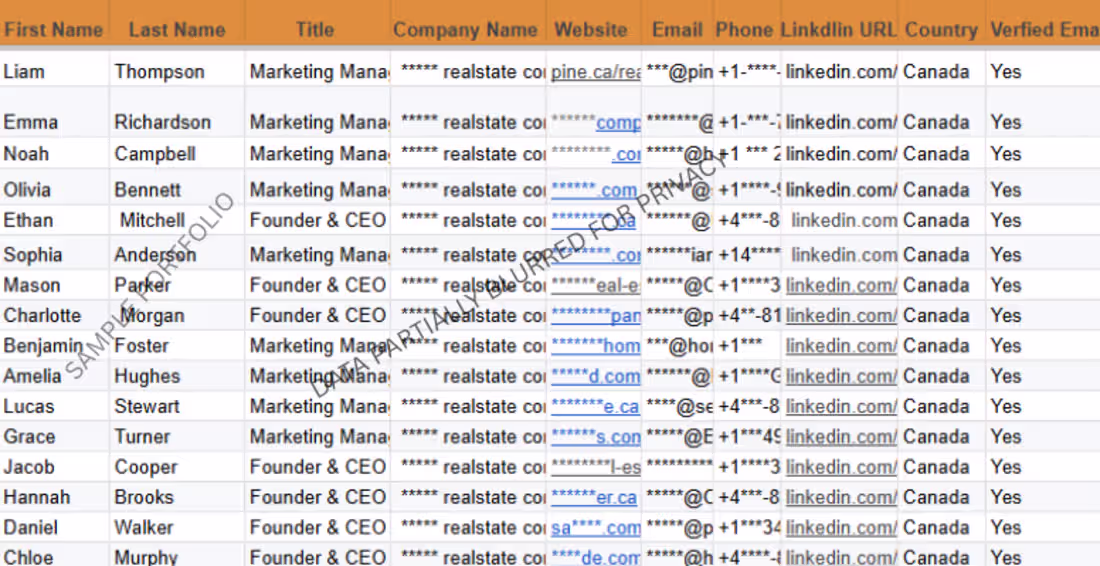 Cover image for Verified B2B Lead List
Industry: Real