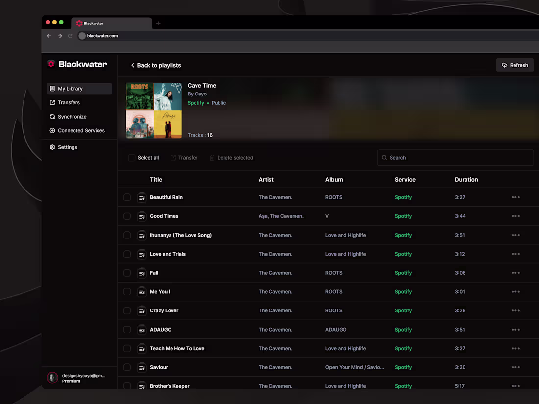 Cover image for Blackwater  - Web app design