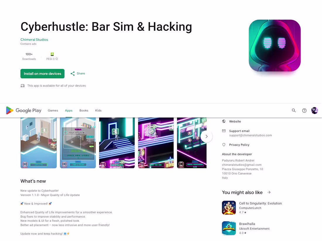 Cover image for Cyberhustle — Android Mobile Game
Google