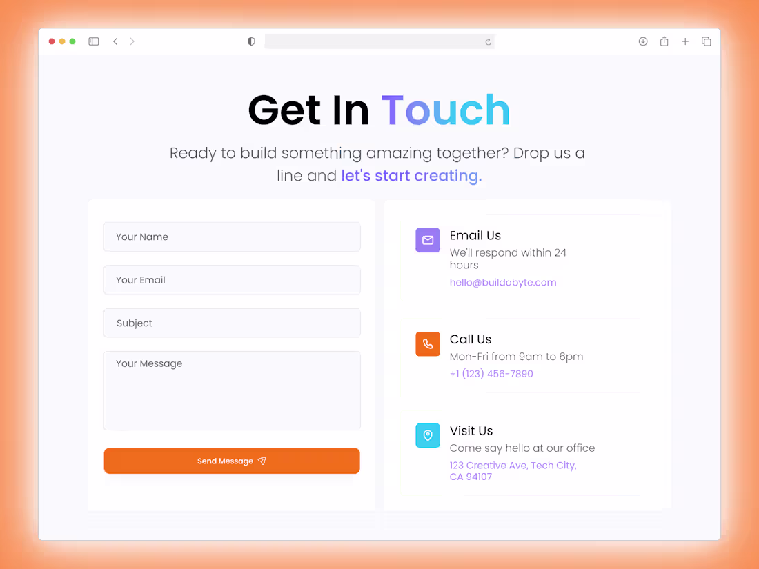 Cover image for Get in Touch Page UI
