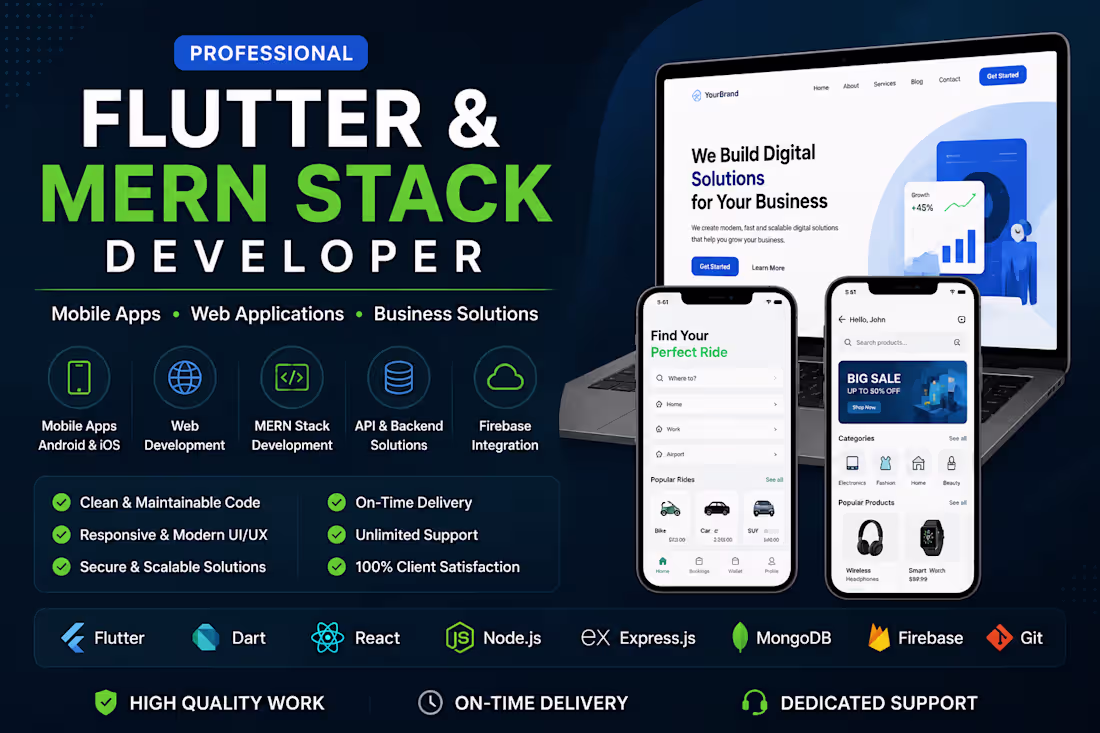 Cover image for I will build a Flutter Mobile App for Android & iOS