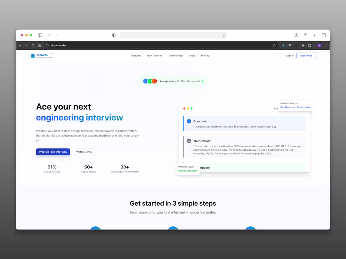Cover image for Docwrite AI powered interview platform