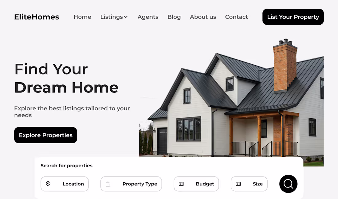 Cover image for Real estate hero section web design