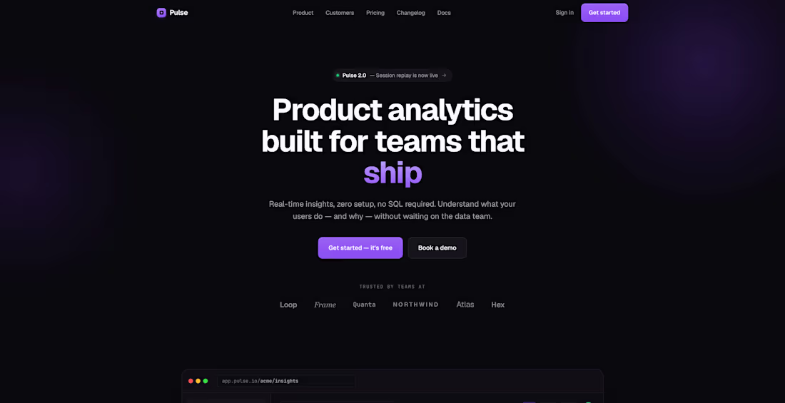 Cover image for Pulse — SaaS Analytics Landing