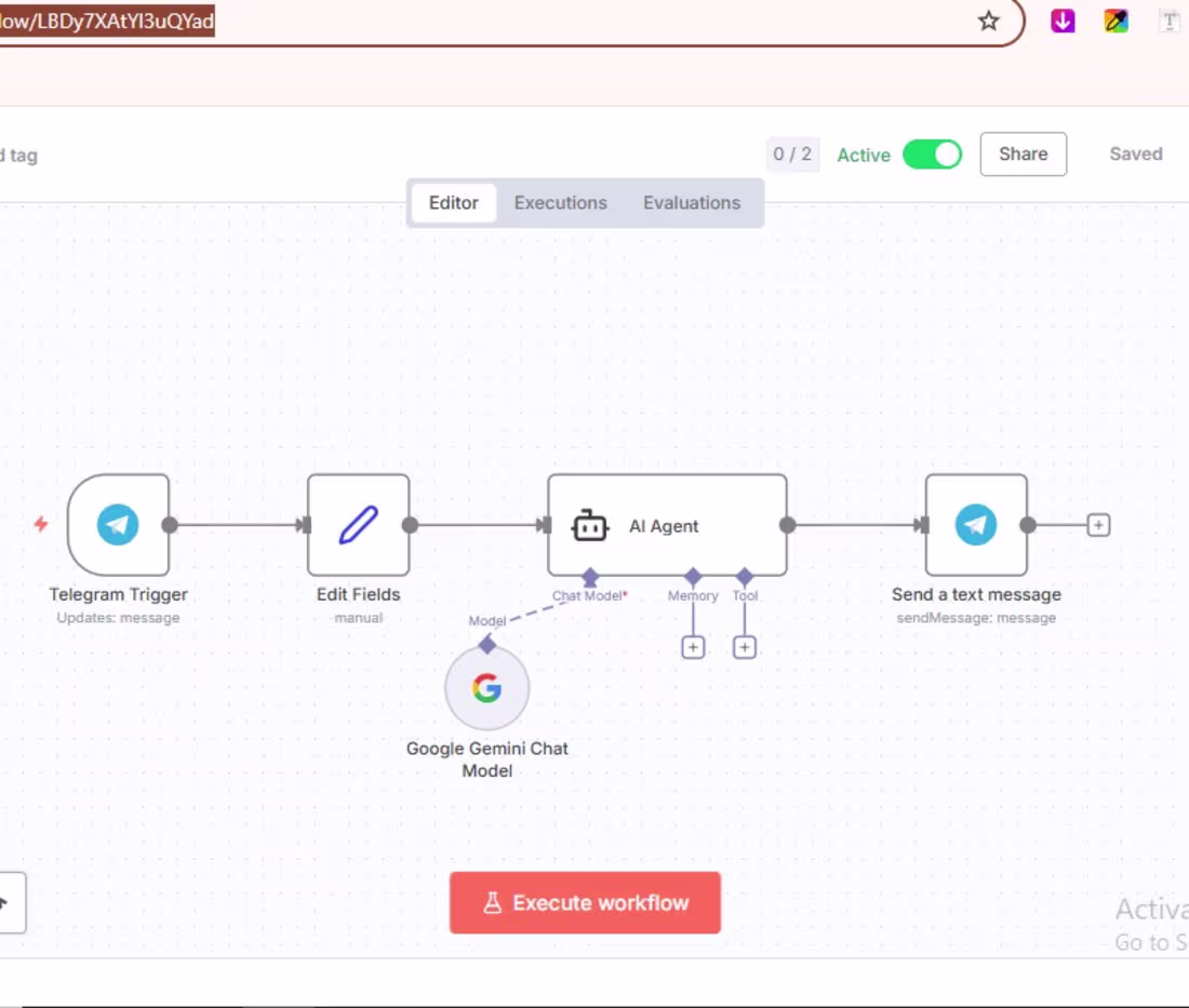 Cover image for Just built this AI-powered Telegram Chat Assistant using n8n...