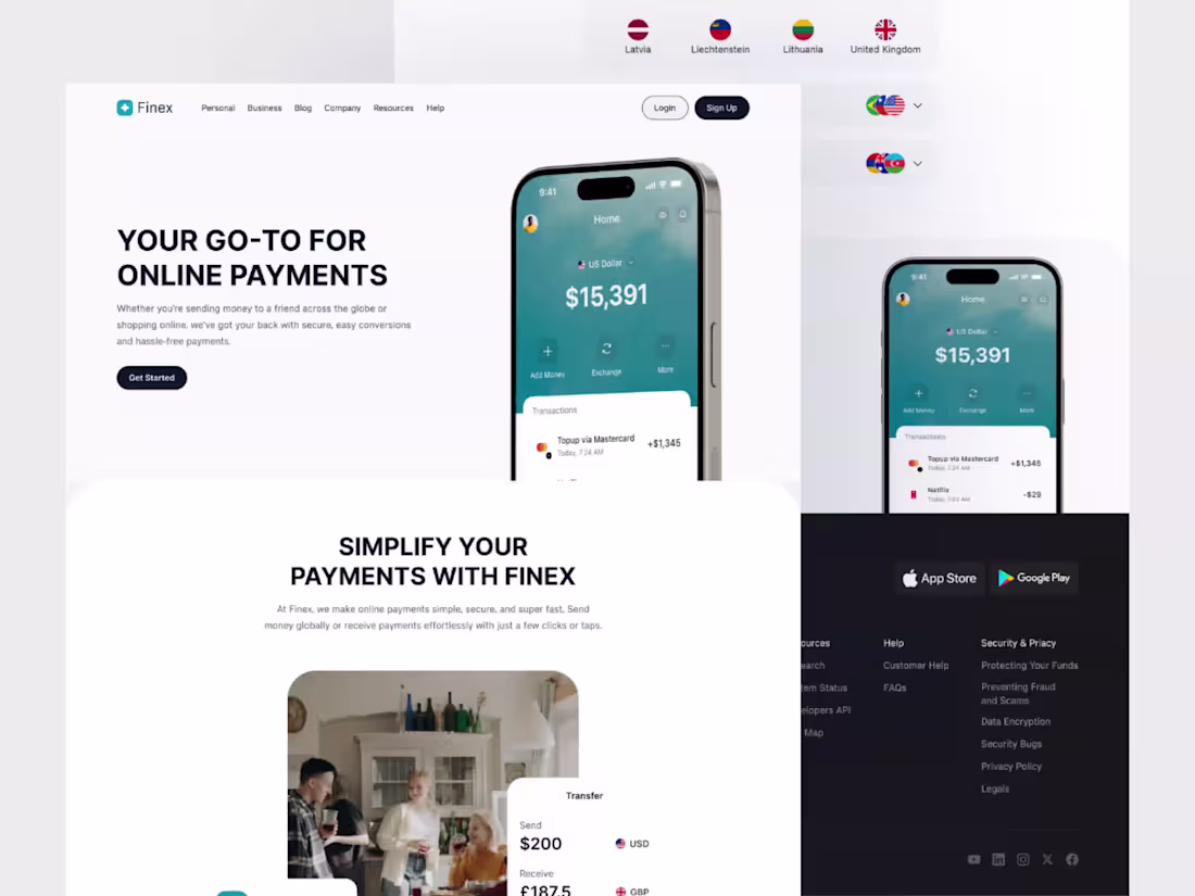 Cover image for Finex - International Money Transfer Landing Page