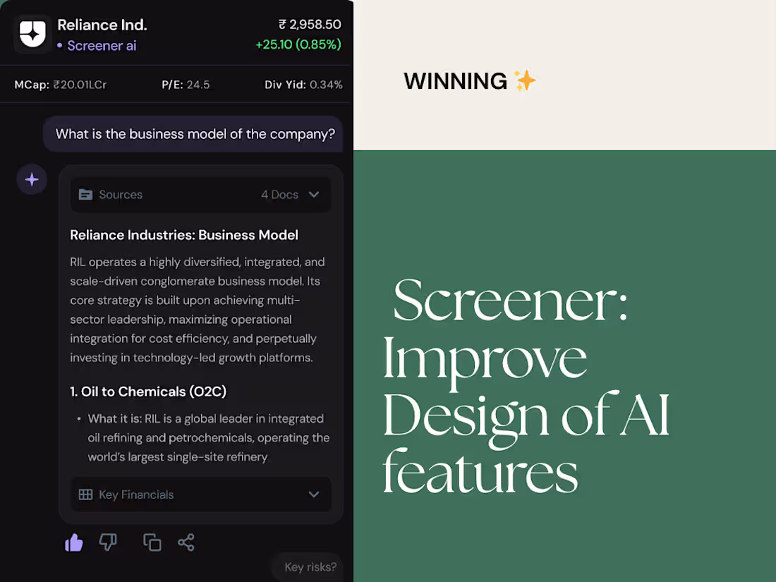 Cover image for Screener: Improve Design of AI features (Winner✨)
