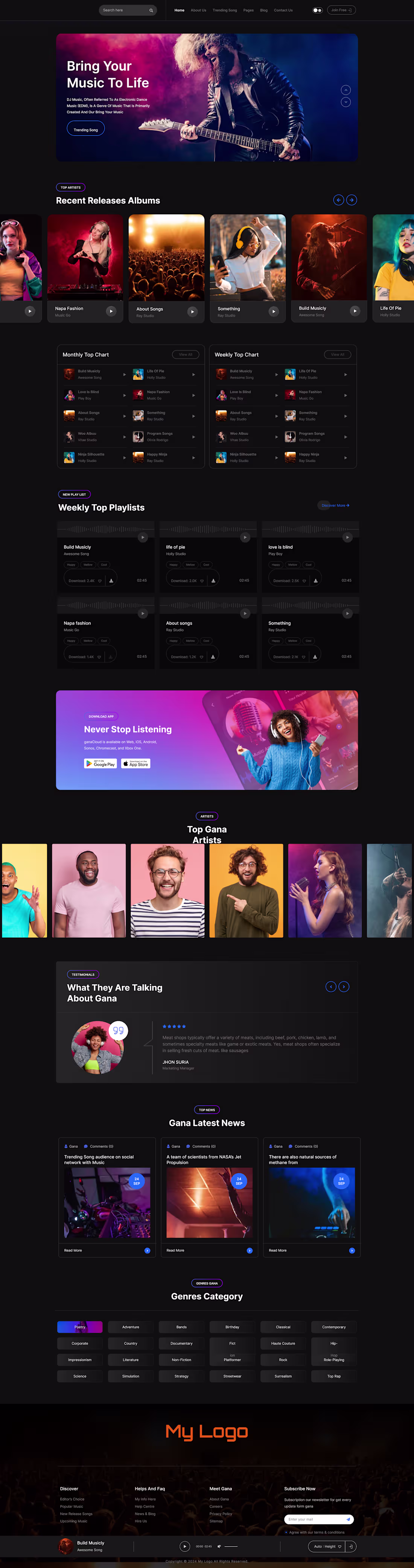 Cover image for Vibrant Website UI Design for Music & Recording Studios