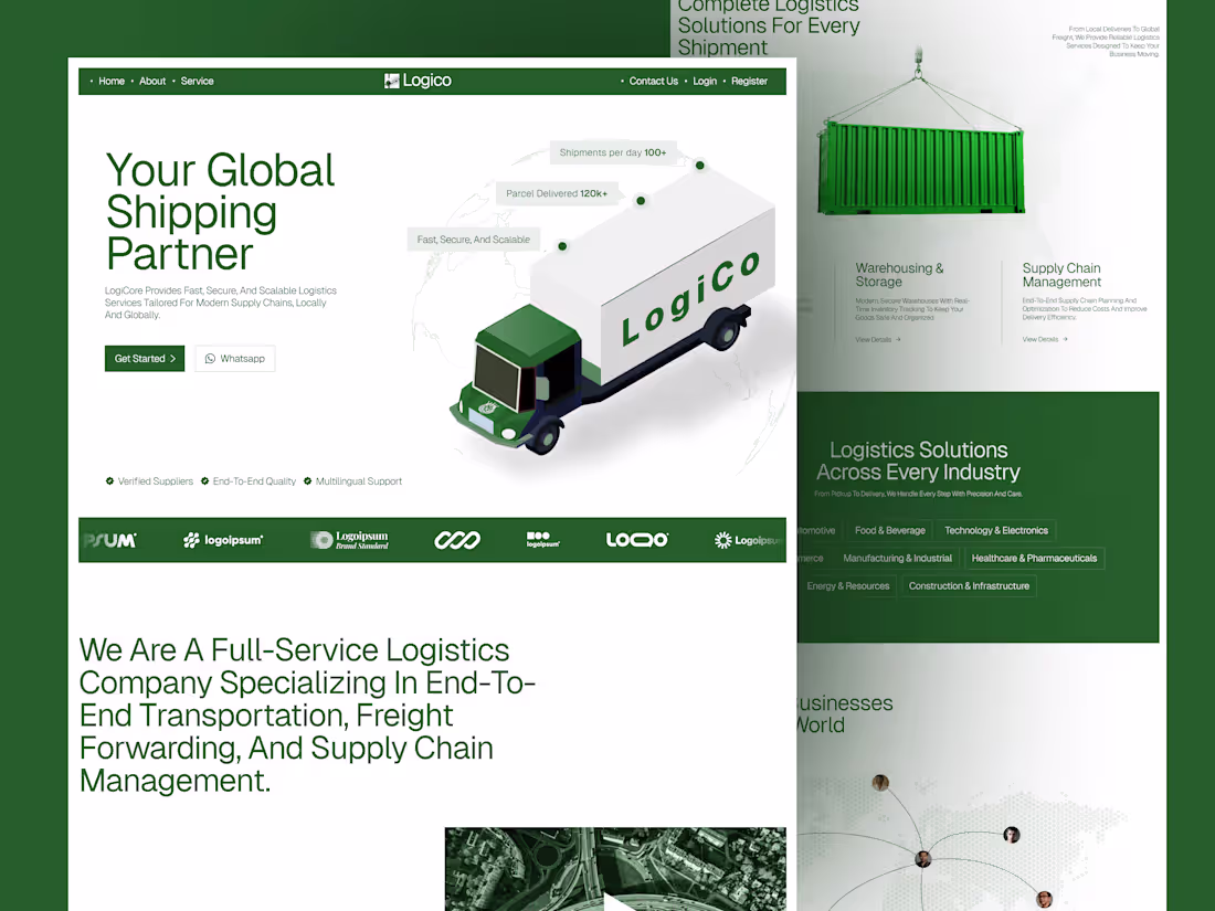 Cover image for Logico - Logistics Website design
