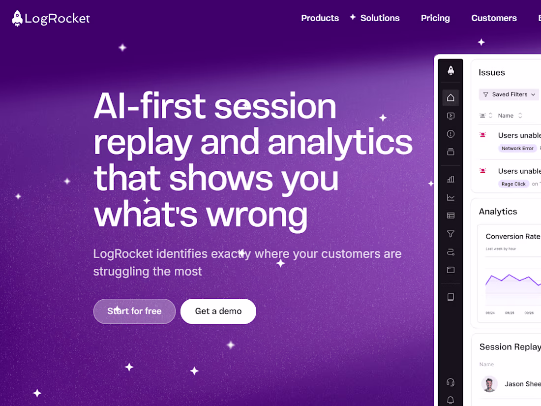 Cover image for LogRocket – User Experience Monitoring & Debugging