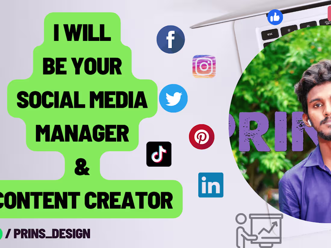 Cover image for personal social media marketing manager, content creator
