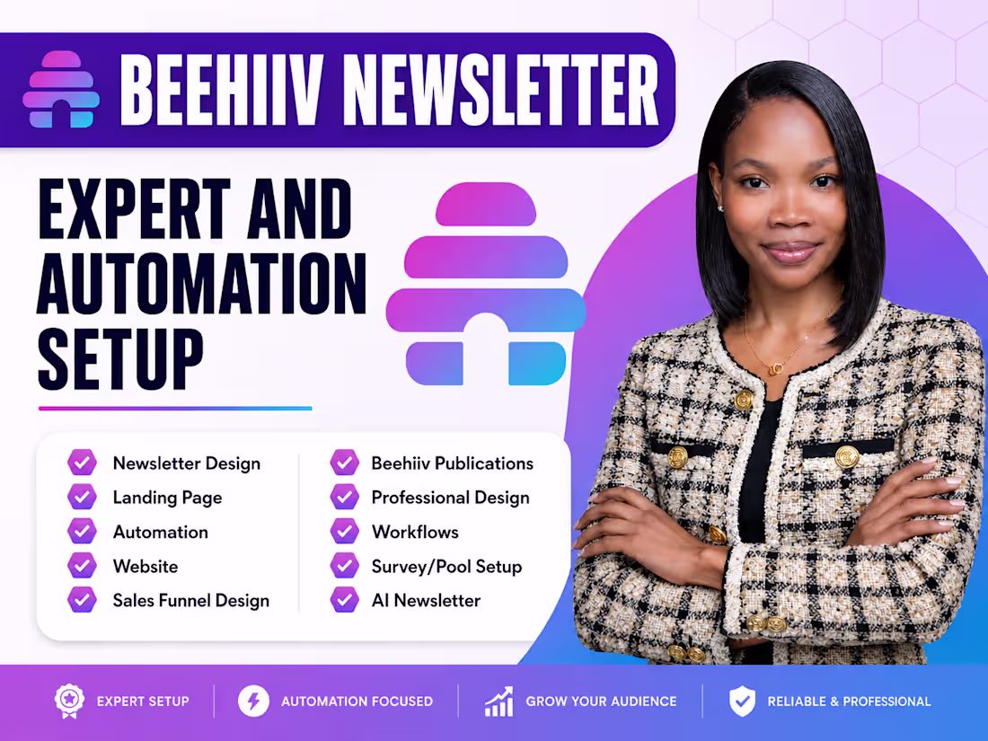 Cover image for Beehiiv newsletter design, Beehiiv ai landing page & website