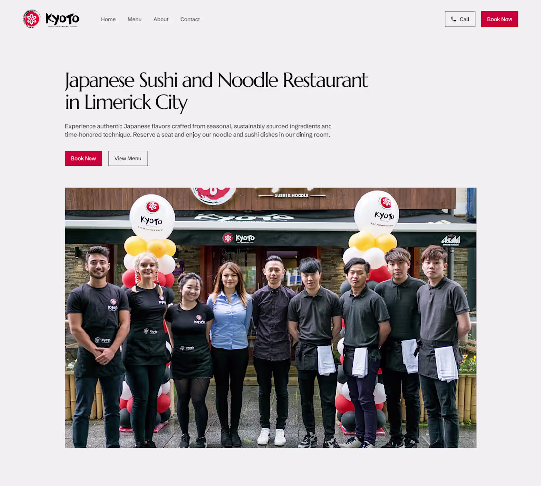 Cover image for Kyoto Sushi and Noodle Website