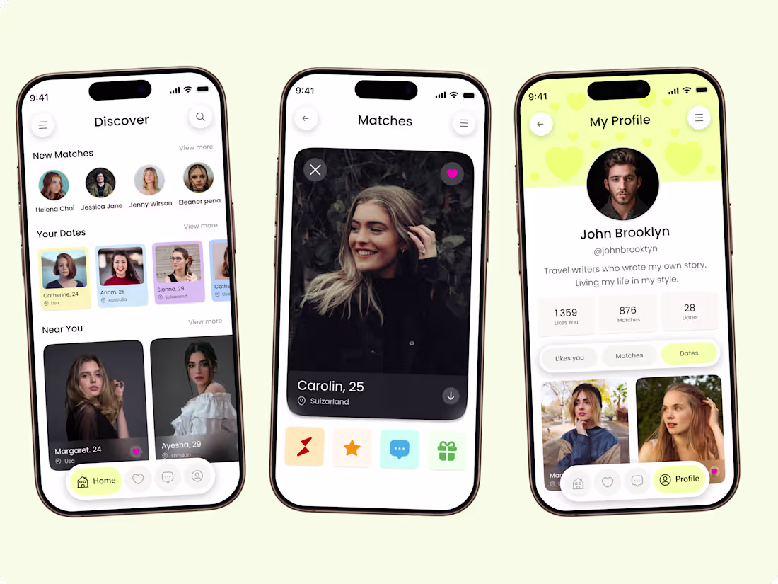 Cover image for Dating - Mobile App UI/UX Design "Discover love effortlessly...
