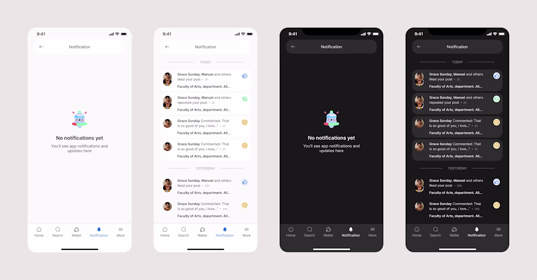 Cover image for Notification page of SchoolPlug mobile