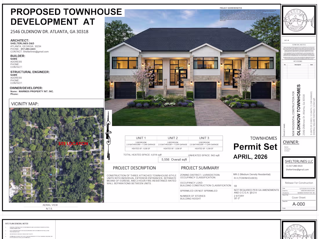 Cover image for PROPOSED 3-UNIT TOWNHOUSE DEVELOPMENT -