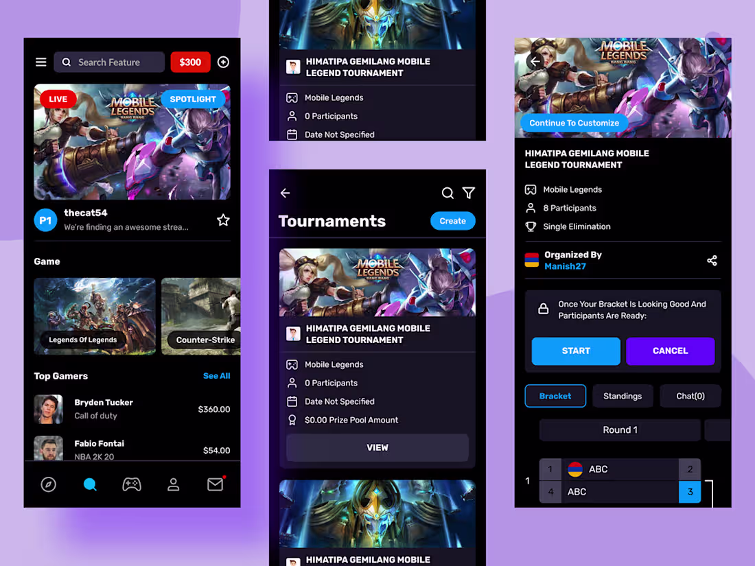 Cover image for Gaming Tournaments Mobile App