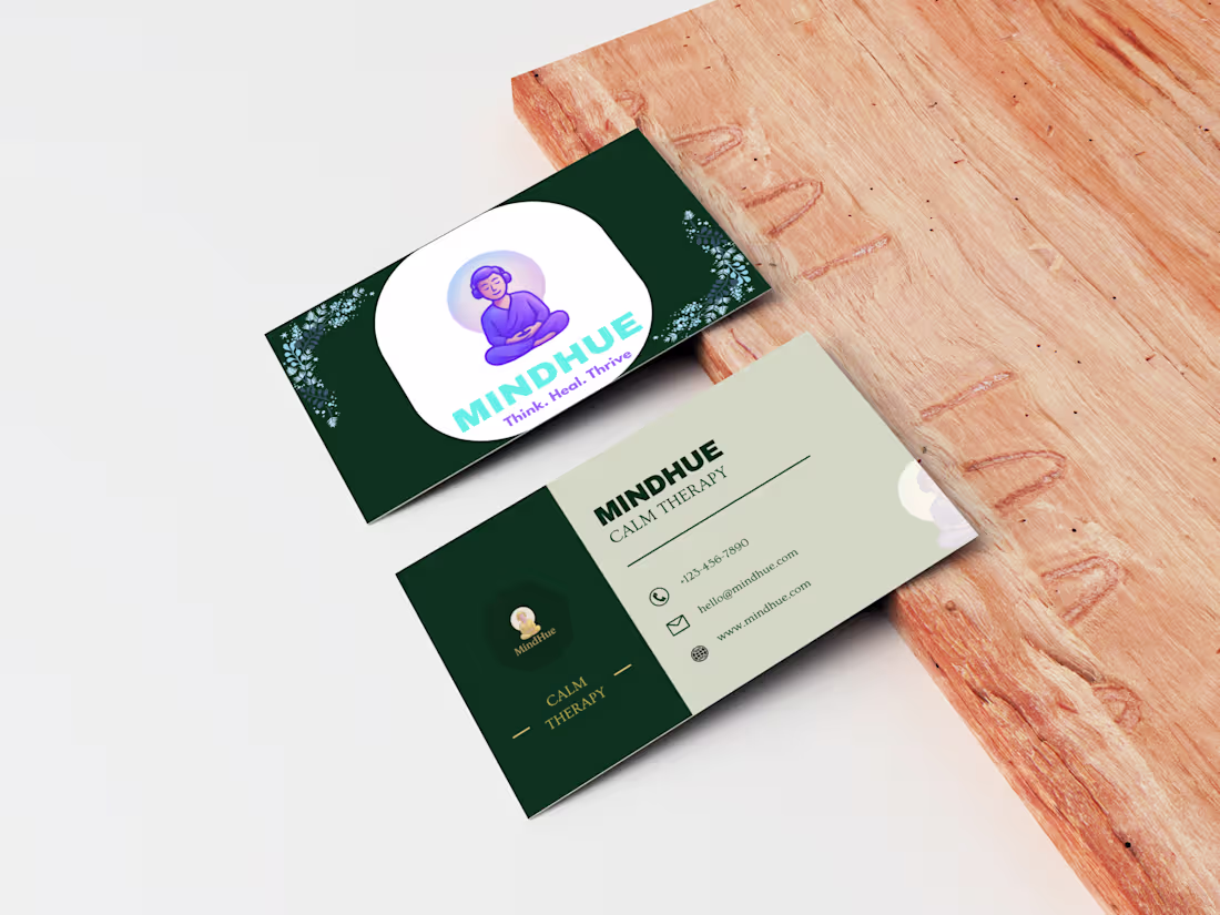Cover image for Mindhue — Calm Therapy Brand Identity & Business Card Design...