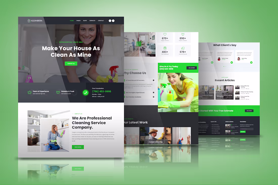 Cover image for CLEANING WEBSITE DESIGN🔥