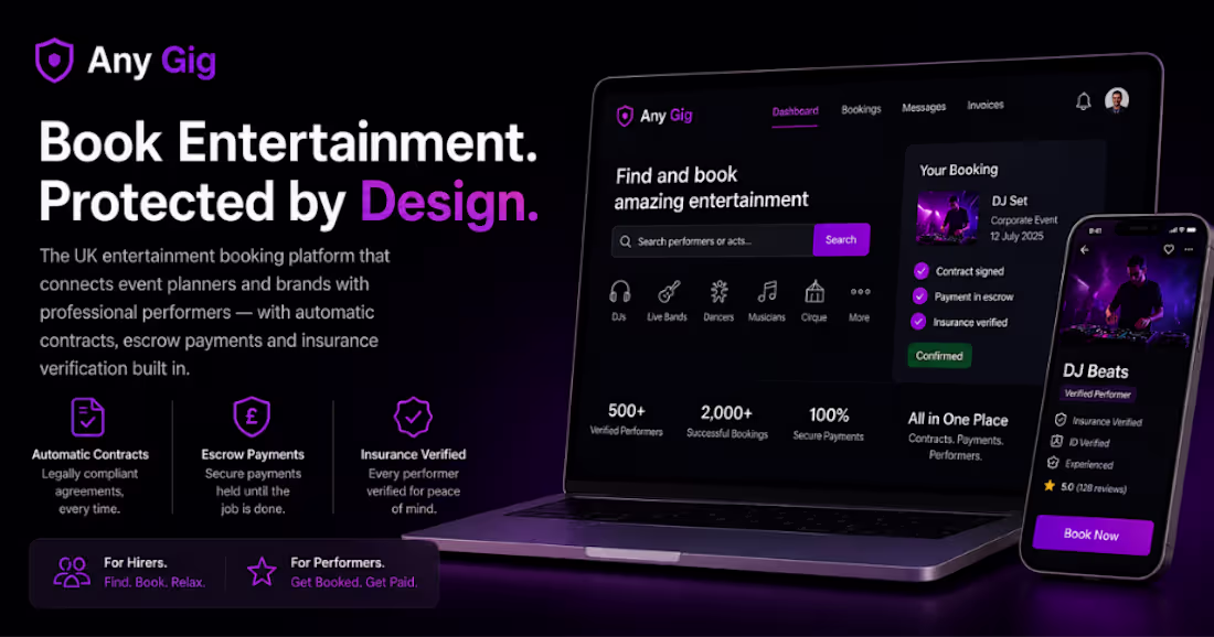 Cover image for Anygig: Corporate Entertainment Booking Platform