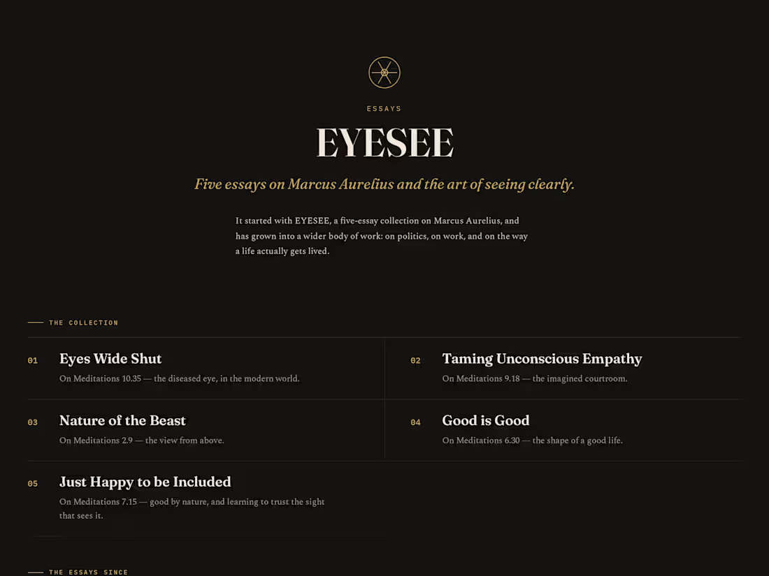 Cover image for EYESEE

Five essays, each built on