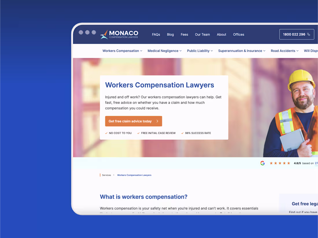 Cover image for Monaco Compensation Lawyers Website