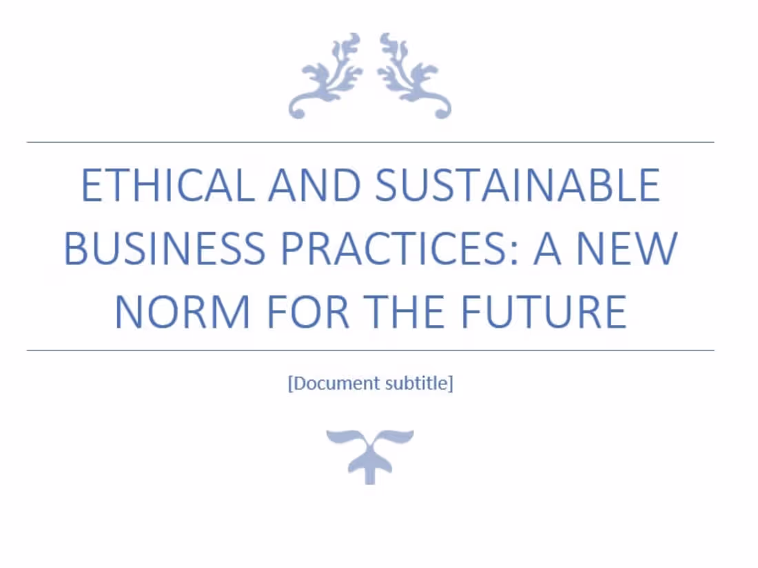 Cover image for ETHICAL AND SUSTAINABLE BUSINESS PRACTICES