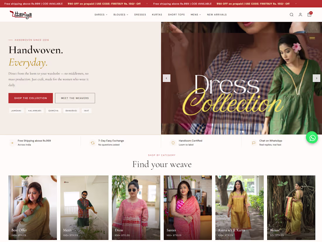 Cover image for Uttariya — Large-Catalogue Fashion Store