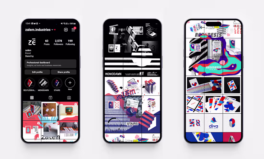 Cover image for Zalem Industries —Branding, webdesign, instagram feed design