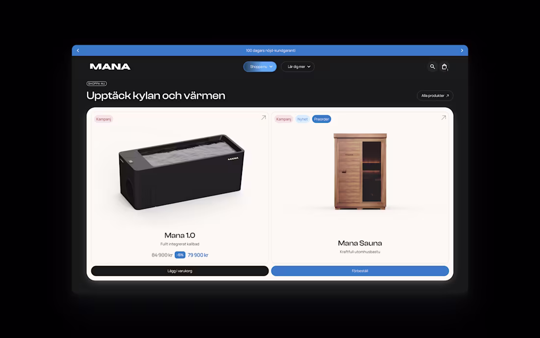 Cover image for Custom Shopify 2.0 build for B2C health tech startup Mana