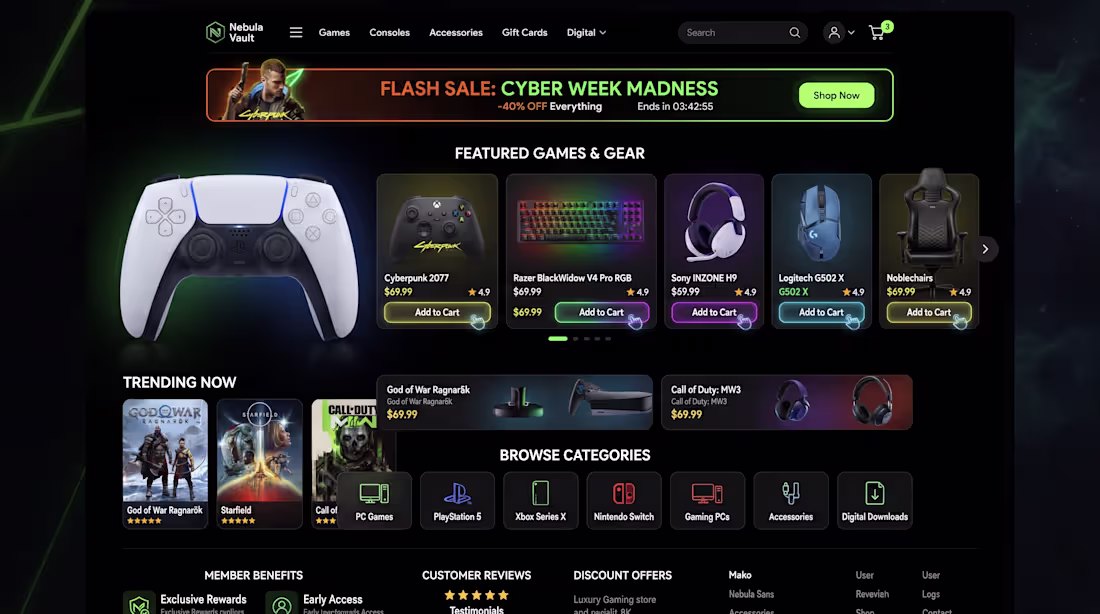 Cover image for Luxury Gaming Store UI UX