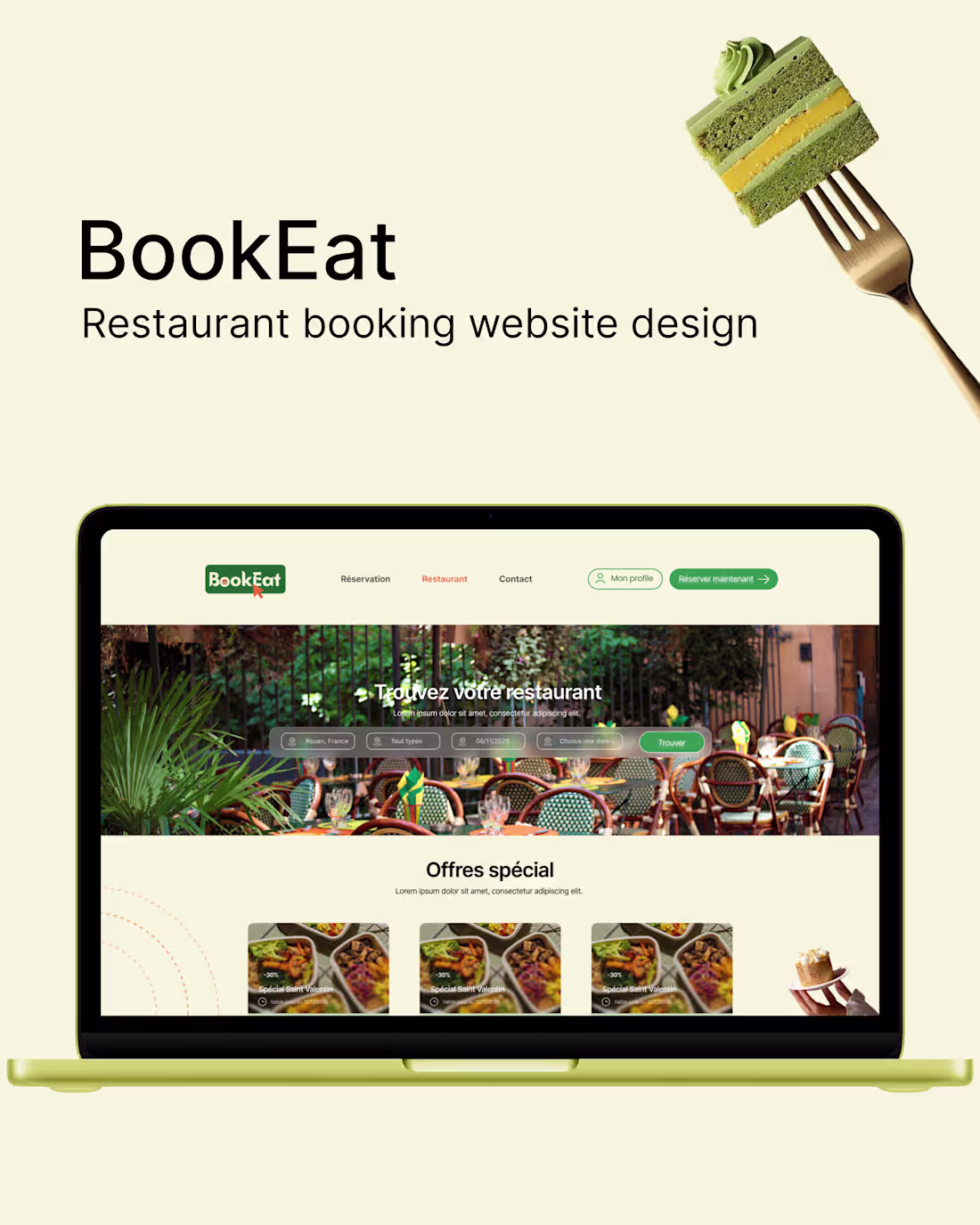 Cover image for BookEat;
Restaurant booking website design -