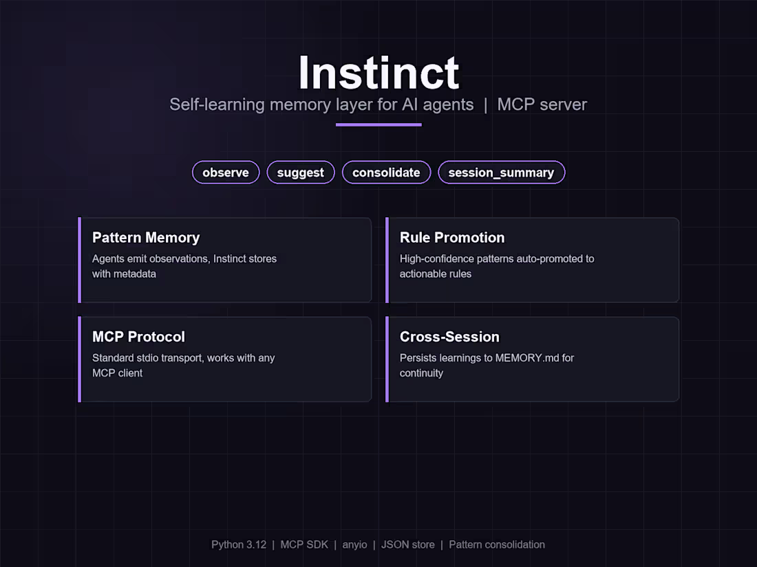Cover image for Instinct — Self-learning memory layer