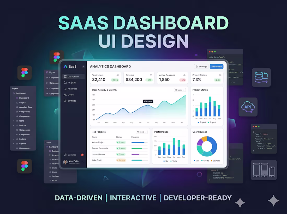 Cover image for SaaS Dashboard & Web App UI/UX Design (Figma)