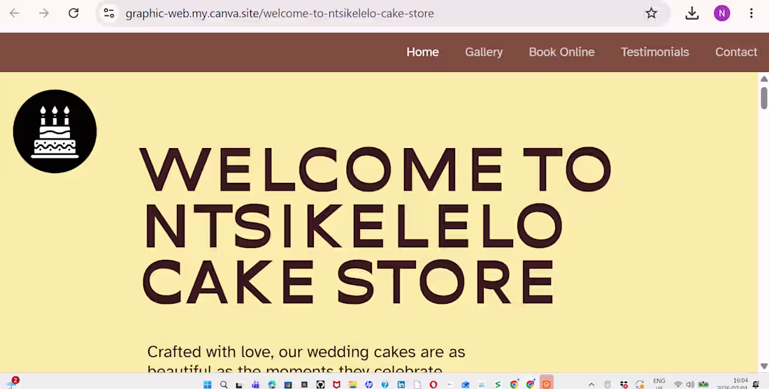 Cover image for Home Page for Cake Website